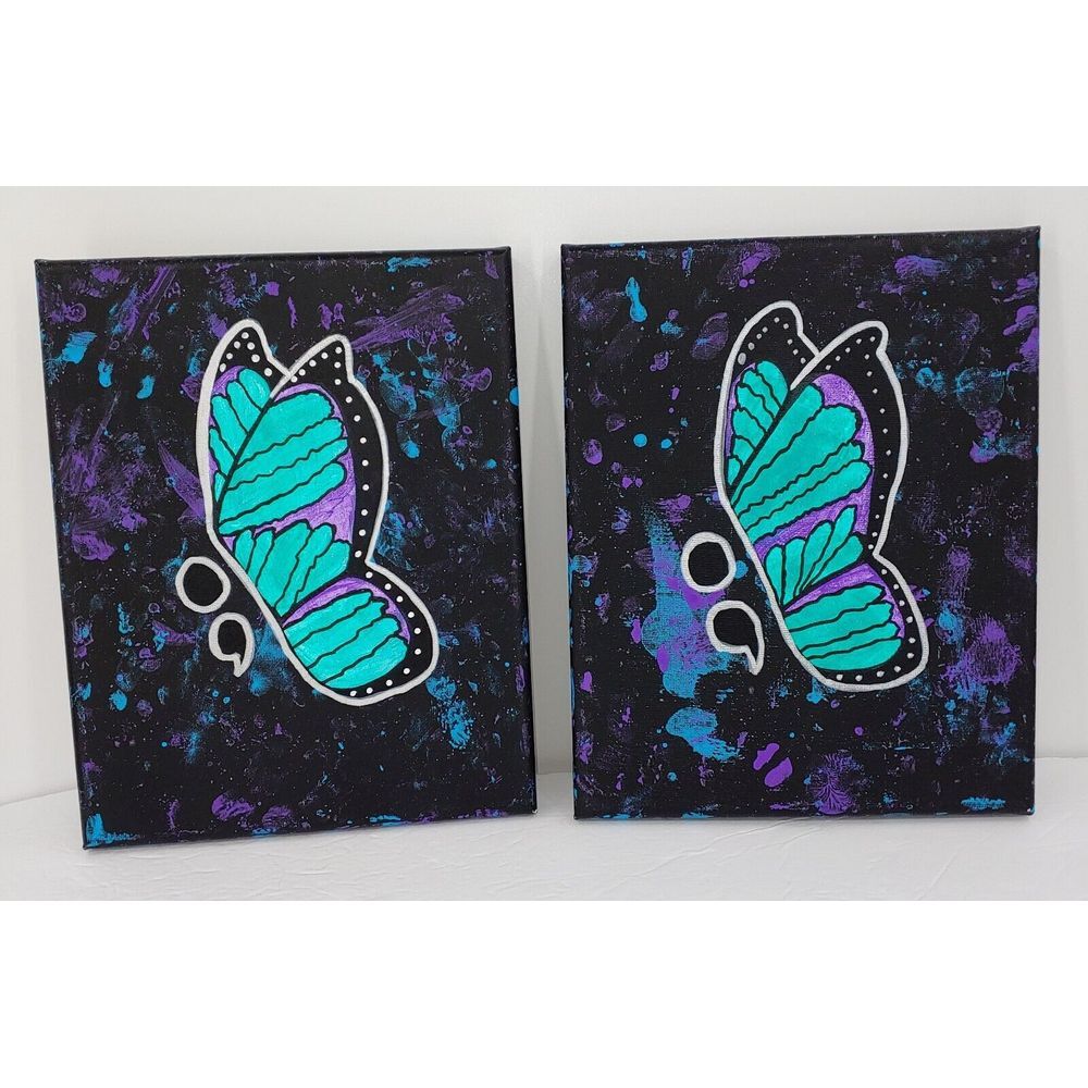 Suicide Awareness Prevention Hand Painted Original Design Acrylic Black 8X10